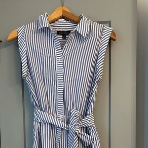 Banana Republic Striped Sleeveless Shirt Dress